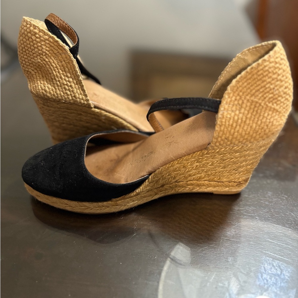Black and Tan Wedge Espadrilles